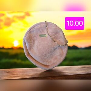 Furry pink circle purse